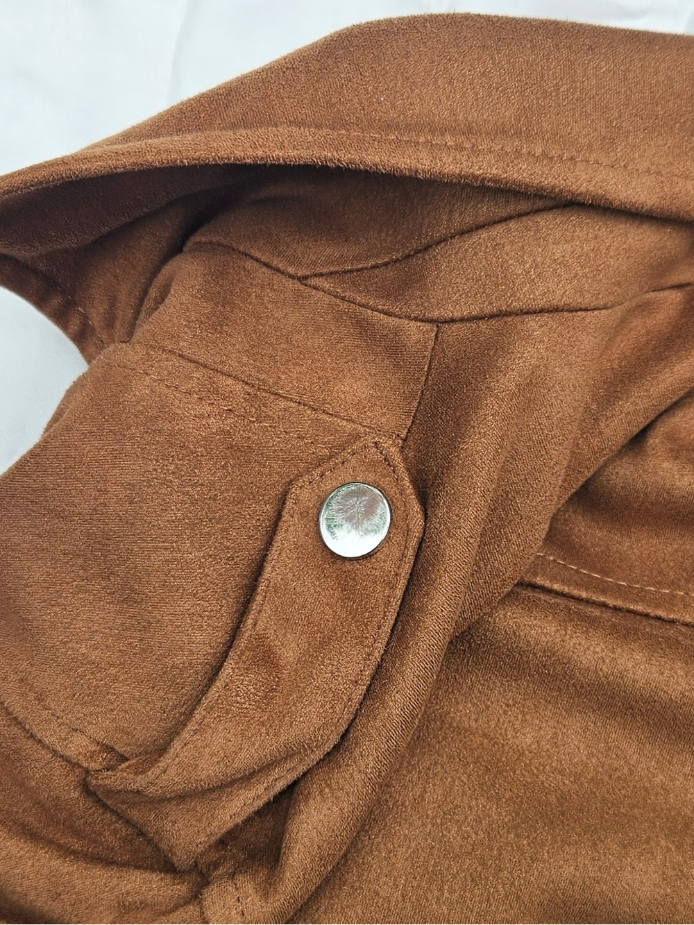 Brown Faux Suede Moto Jacket - Picture 8 of 16